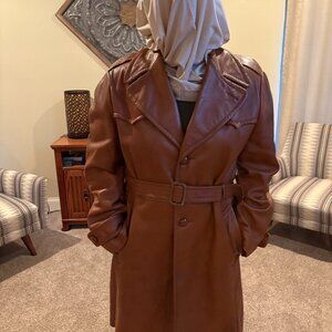 Vintage 80s Leather Trench Coat by Scully